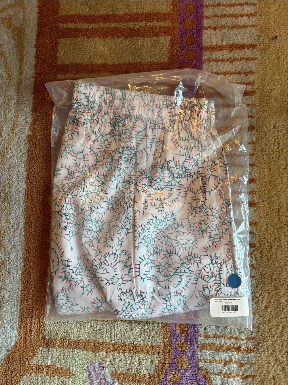 Lake Pajamas Men’s Poplin Boxer in Tangled Lights SZ XXL NEW